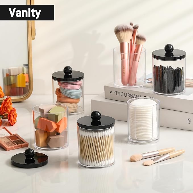 4 Pcs, Acrylic Qtip Holder Dispenser - Image 5