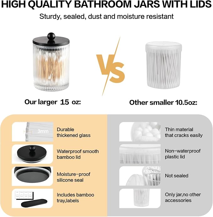 3 Pack Qtip Holder Bathroom Set, Cotton Pad Ball Swab Holder Cotton Round Floss - Image 4