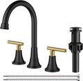 FORIOUS 8 Inch Widespread Bathroom Faucet Black and Gold, 2 Handle Mix Color Rv by FORIOUS
