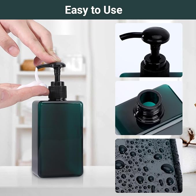 Suream 9.5oz Refillable Pump Press Bottles, Plastic Shampoo and Conditioner - Image 4