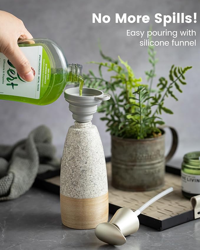 Ceramic Soap Dispenser with 2 Pumps, 12 oz Refillable Liquid Hand Soap Dispenser - Image 3