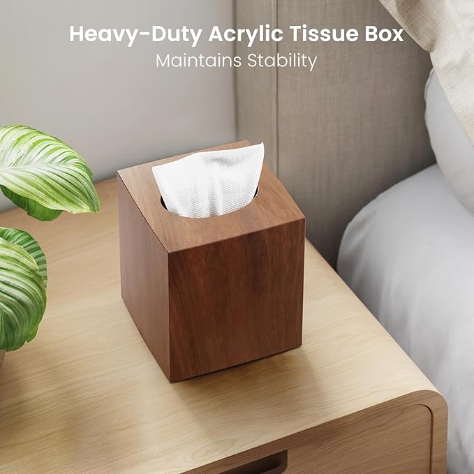 Tissue Box Holder, Tissue Box Cover Square Facial Tissue Holder Storage - Image 2