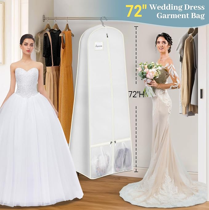 SLEEPING LAMB 72" Bridal Wedding Gown Dress Garment Bag 15" Gusseted Garment - Image 2
