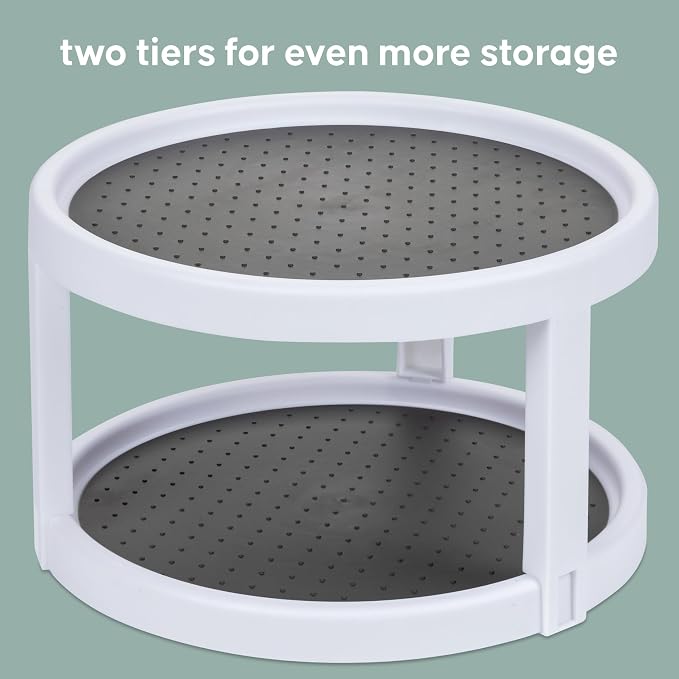 Kitchen Spaces Two-Tier Lazy Susan Organizer, Cabinet Turntable Shelf Storage - Image 3