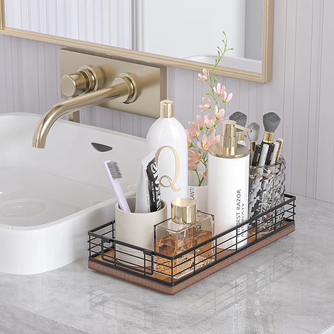 Acacia Toilet Paper Basket 2PCS 13 Inch Bathroom Tank Tray Basket Top of Toilet - Image 4