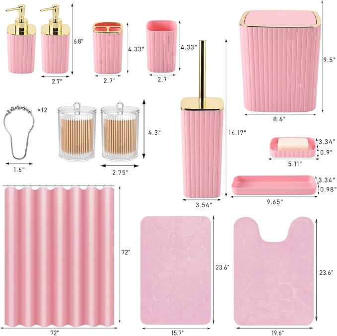 Bathroom Set with Shower Curtain and Rugs- 25PC Bathroom Accessory Set - Image 3