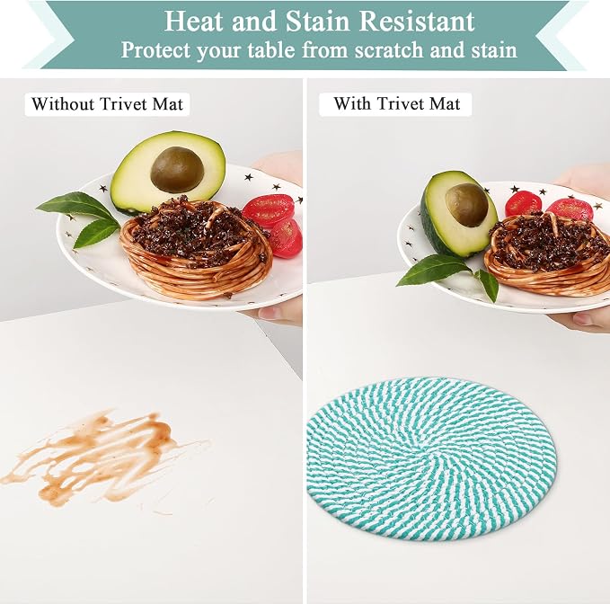 SHACOS 8 Inches Trivets for Hot Dishes, 4 Pieces Cotton Trivets Mats for Kitchen - Image 6