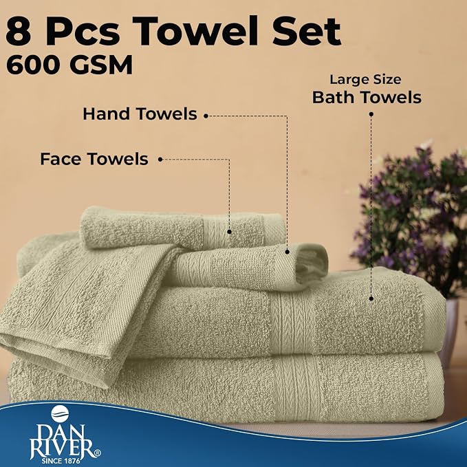 DAN RIVER 8 PC Luxury Bath Towels - Image 7