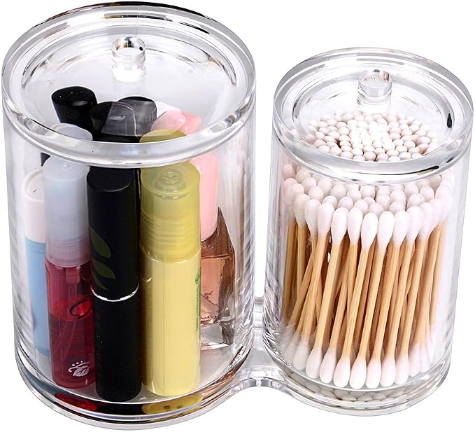Hipiwe Clear Acrylic Cotton Swab Holder Preminm Quality Round Container Cotton - Image 3