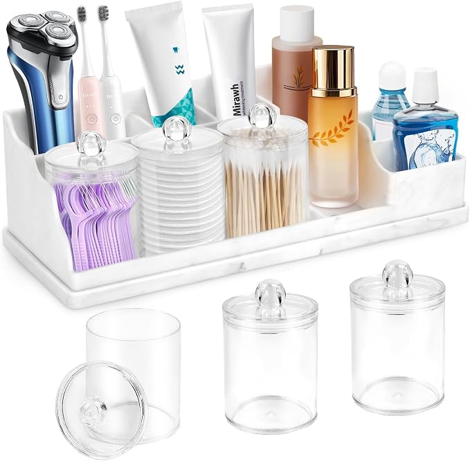 Bathroom Counter Organizer, Large White Silicone Toothbrush Holders by MSBRCH