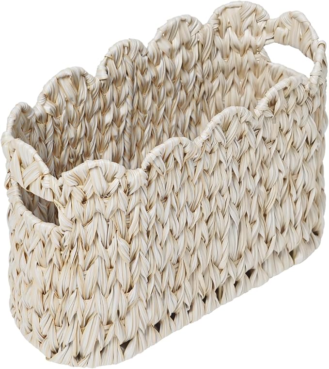Toilet Paper Storage Basket, Boho Decorative Scalloped Baskets, Coastal by WEAVECOMFORTINTOEVERYCORNER
