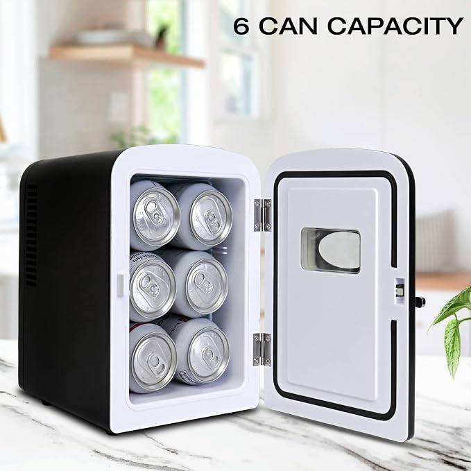 Koolatron Mini Fridge- Black Refrigerator 6 Can Portable Cooler - Image 2