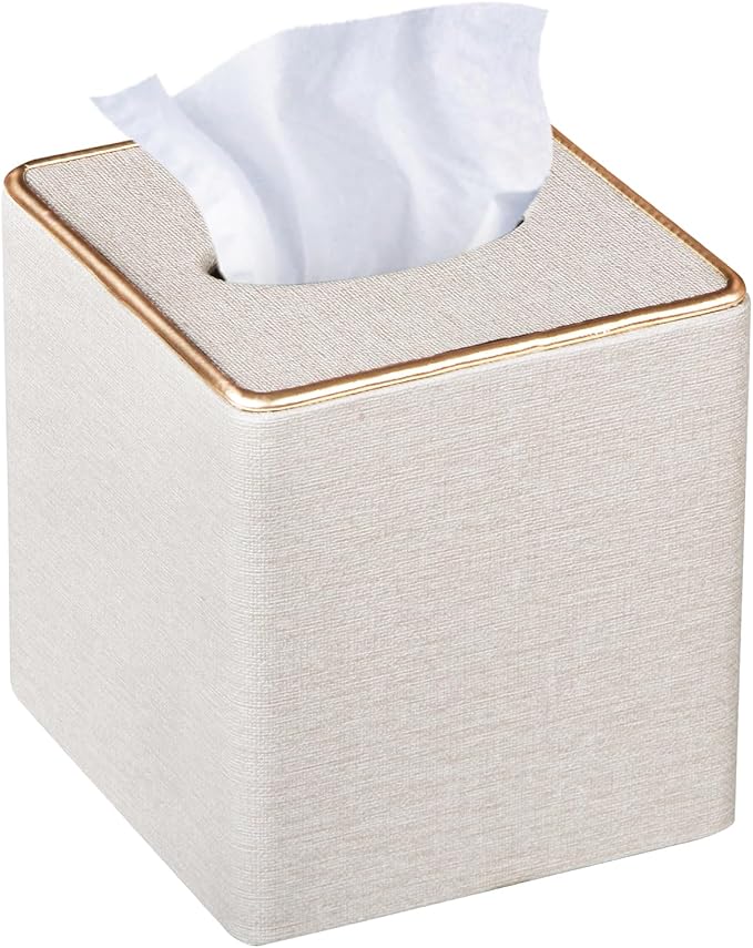 Leather Tissue Box Cover Square, Decorative Cube Tissue Box Holder by YAPISHI
