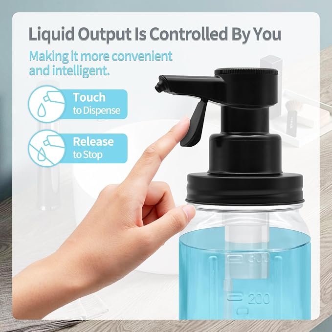 12oz Automatic Touch Sensor Liquid Glass Soap Dispenser, Hands-Free Mason Jar - Image 2