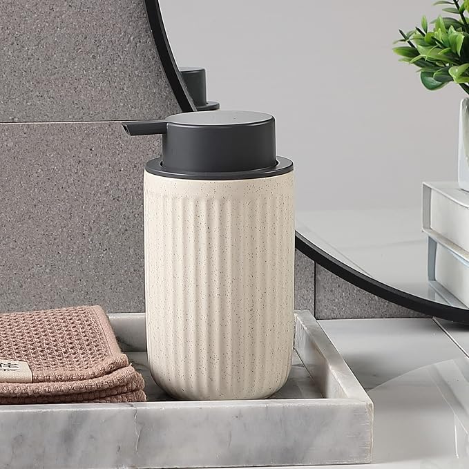 Beige Ceramic Soap Dispenser Set - Image 6