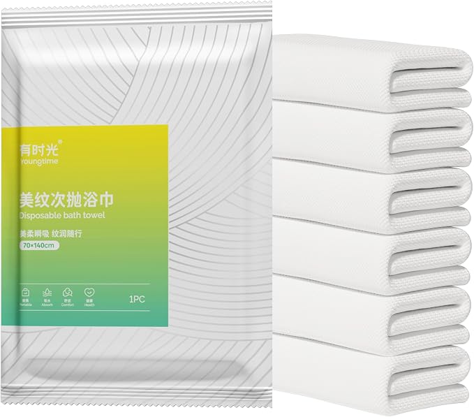 YOUNGTIME Disposable Bath Towels 55" x 27.5", Quick Dry Disposable Body Towel by YOUNGTIME