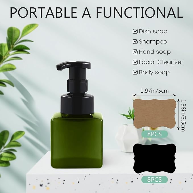 8.5 oz Foaming Soap Dispenser Plastic Foaming Pump Bottle, Refillable Dispenser - Image 3