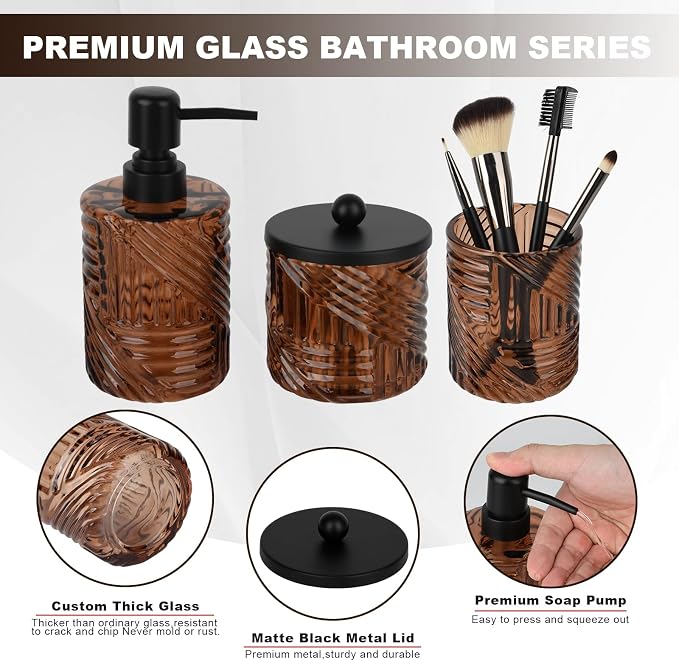 Bathroom Accessories Set, Toothbrush Holder, Qtip Holder Dispenser and Vanity - Image 3