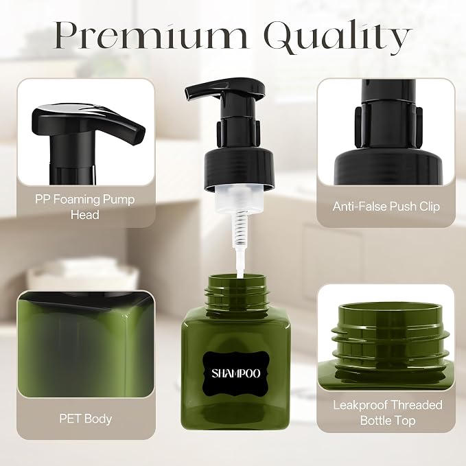 8.5 oz Foaming Soap Dispenser Plastic Foaming Pump Bottle, Refillable Dispenser - Image 2