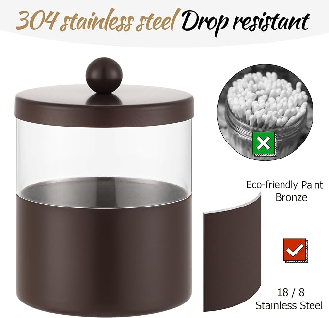 Gaussra Chocolate Brown Qtip Holder, Bathroom Jar - Image 4