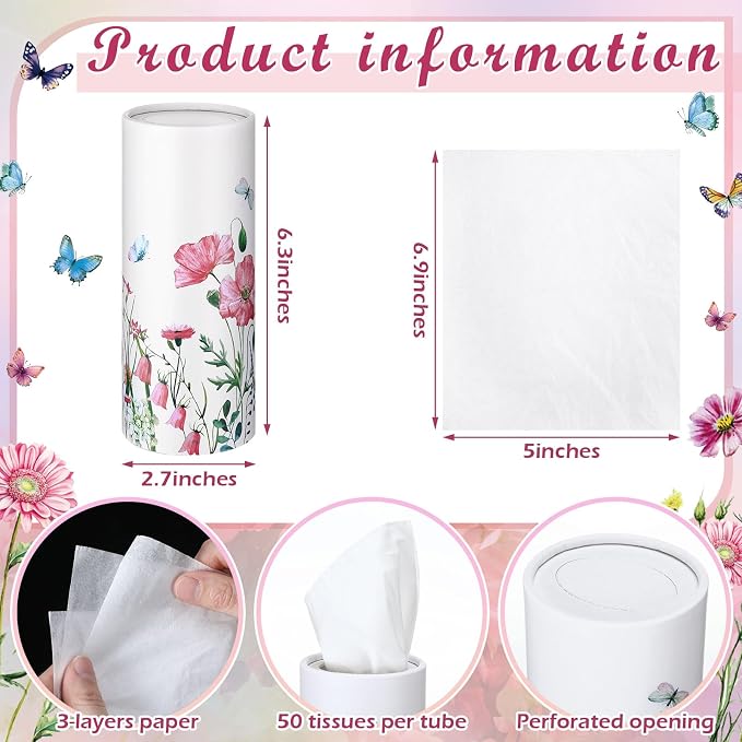 Fourluoo 12 Pack Spring Wildflower Cylinder Tissues - Image 3