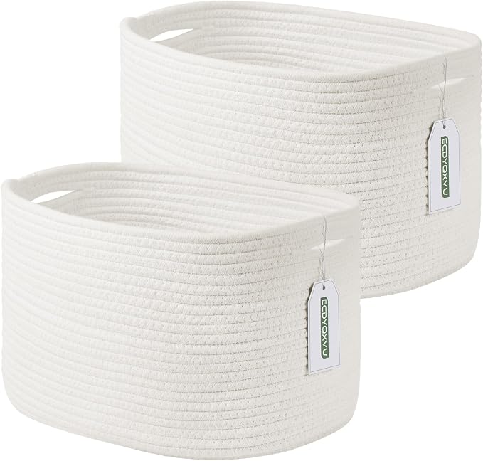 Cotton Rope Storage Basket, Woven Basket by ECDYQXVU