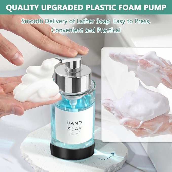 Glass Soap Dispenser, 10 oz/300ml Foaming Soap Dispenser, 2 Pack Foaming Hand - Image 4