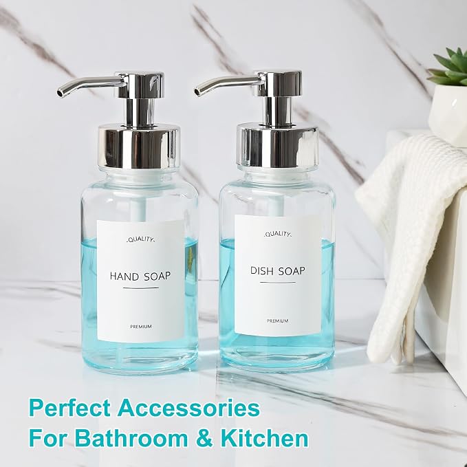 Foaming Soap Dispenser, 14.1 oz/400ml Foaming Hand Soap Dispenser, 2 Pack Glass - Image 7