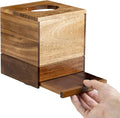 MyGift Premium Dual Tone Solid Acacia Wood Square Bathroom Facial Tissue Box by MyGiftHome