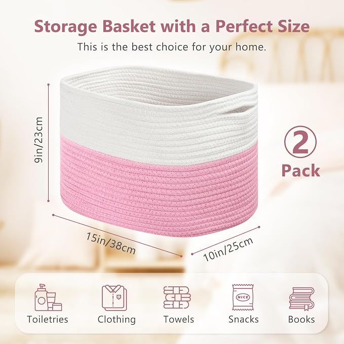 Cotton Rope Shelf Storage Basket, Shelf Storage Baskets - Image 2