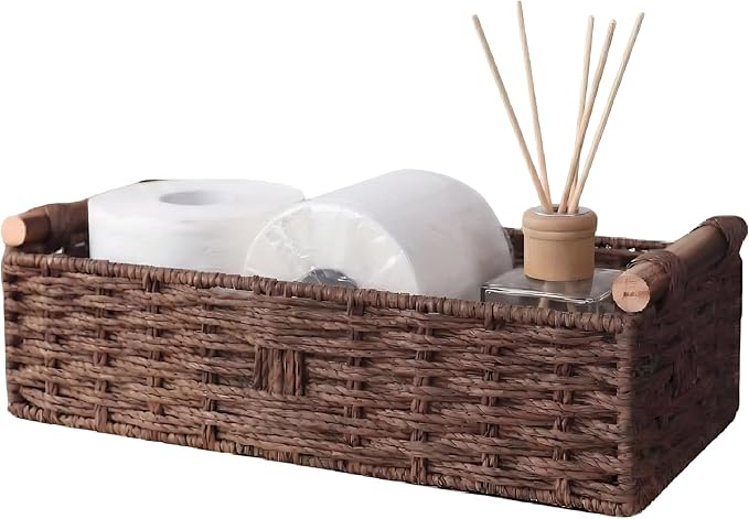 Back of Toilet Basket, Basket for Toilet Tank Top, Decorative Bathroom by Rattanzenith