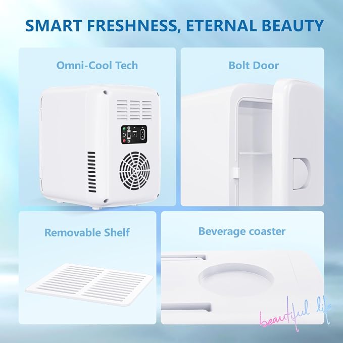 EUHOMY Mini Fridge, 4 Liter/6 Can Compact Refrigerator, AC/DC Portable Cooler & - Image 4