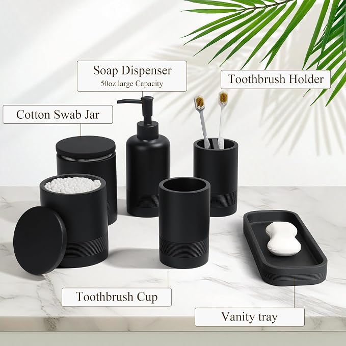 6-Piece Bathroom Accessories Set, Organizer Set - Image 3
