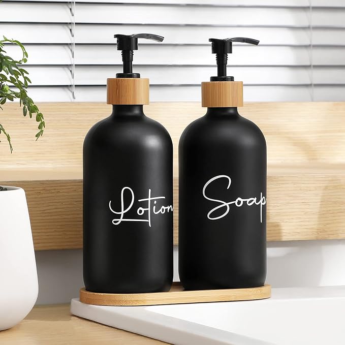17 oz Hand Soap Dispenser Empty Glass Lotion Pump Bottles, Refillable Liquid - Image 2