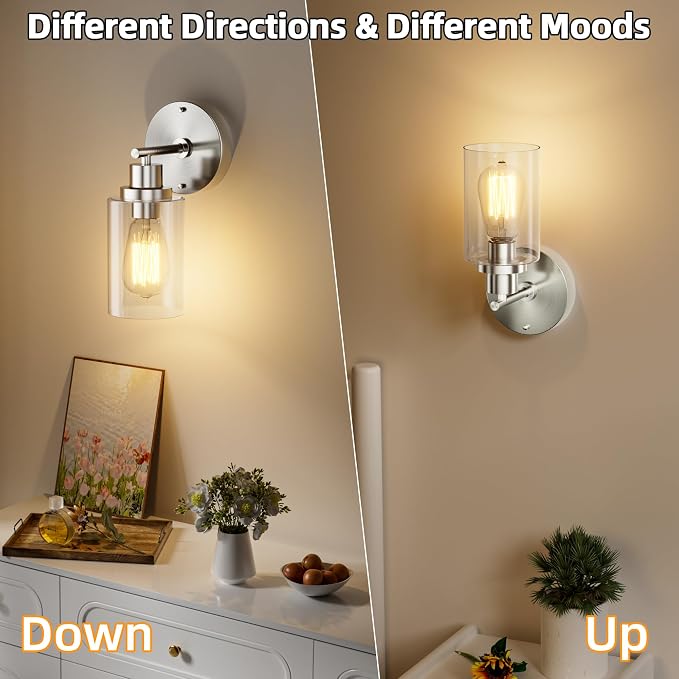 GORDNWE 1-Light Bathroom Wall Sconce, Brushed Nickel Vanity Light, Modern Wall - Image 5