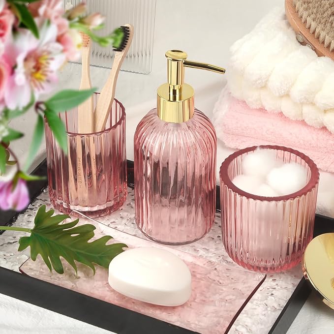 Designer Pink Glass Bathroom Accessories Sets - Image 7
