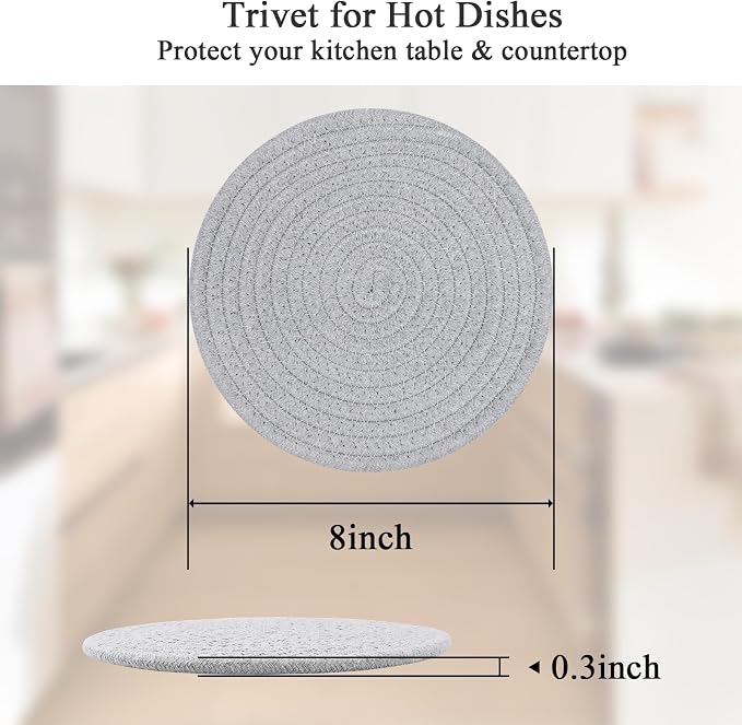 SHACOS 8 Inches Trivets for Hot Dishes, 4 Pieces Heat-Resistant Trivets Mats - Image 8