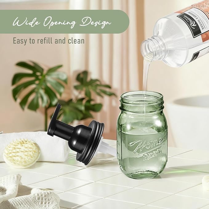 SheeChung 16 Oz Mason Jar Foaming Soap Dispenser, Stainless Steel Lid, BPA Free - Image 6
