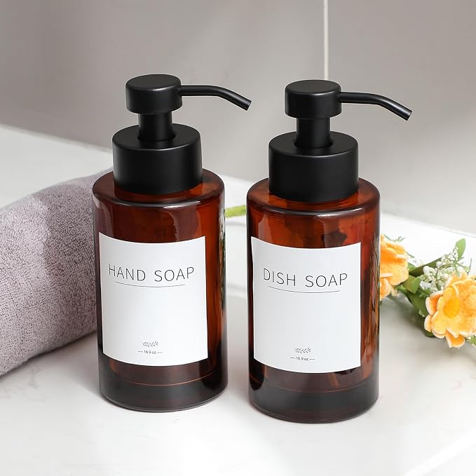 Foaming Soap Dispenser Set, 12 Oz Glass Hand Soap Dispenser - Image 5