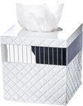 Creative Scents Quilted Mirror White Tissue Box Cover Square by CreativeScents