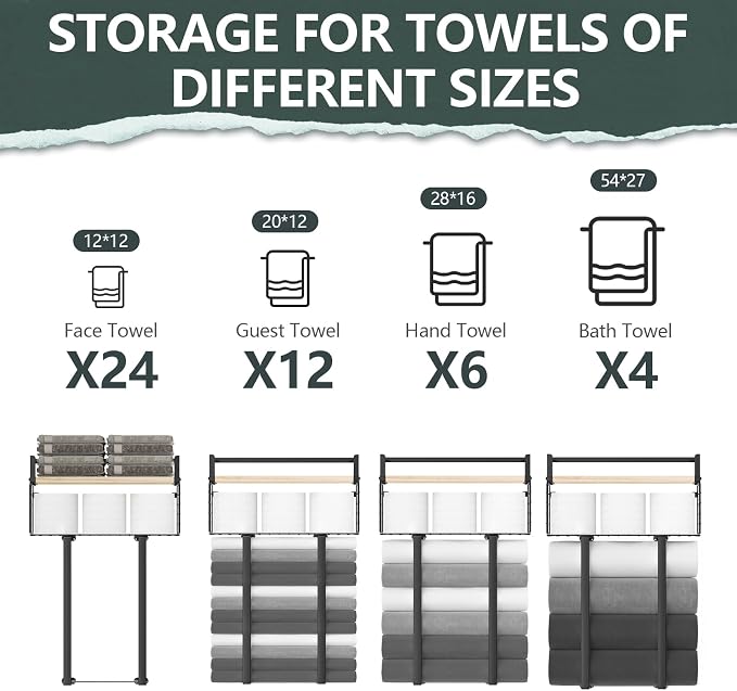 Towel Racks for Bathroom, Metal Towel Holder - Image 6