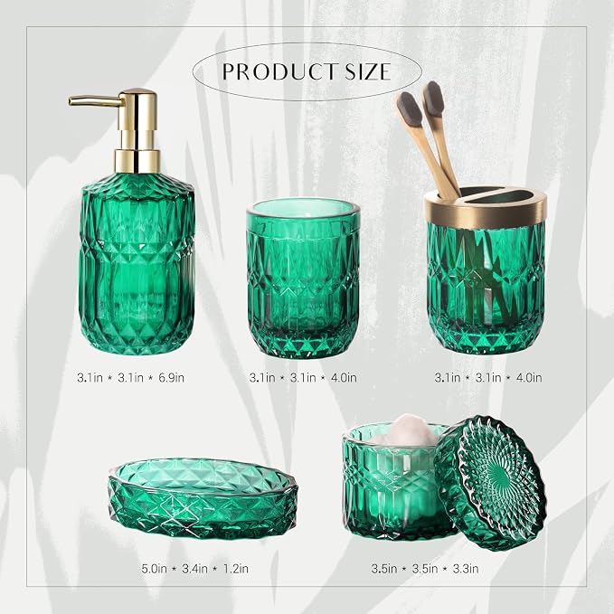 EMPO 6PCS Bathroom Clear Glass Accessories Set, Contemporary Modern Decor - Image 7
