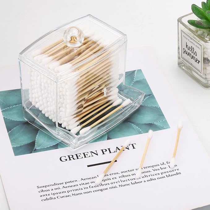 Tbestmax 10oz Qtip Holder Dispenser Big Clear Bathroom Organizer Accessories - Image 7