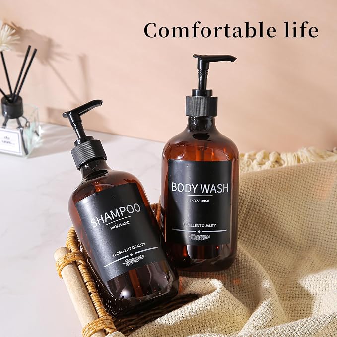 5Pack Amber Shower Bottles Refillable - Image 4