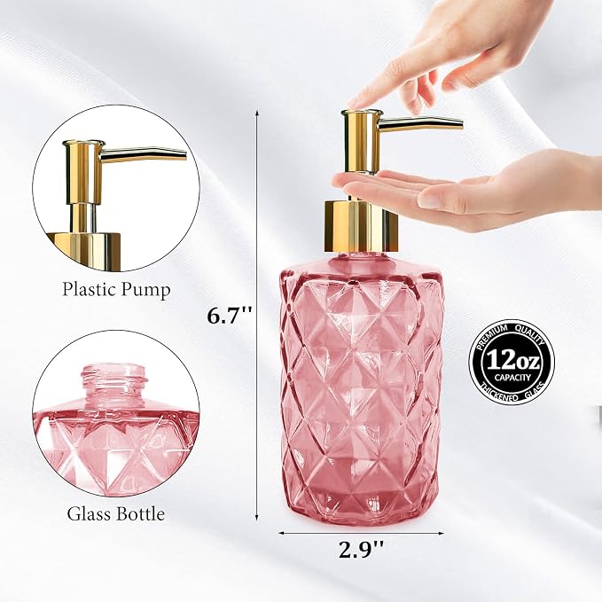 Glass Soap Dispenser with Gold Pump, Bathroom Soap Dispenser, 330ml Hand Foam - Image 2