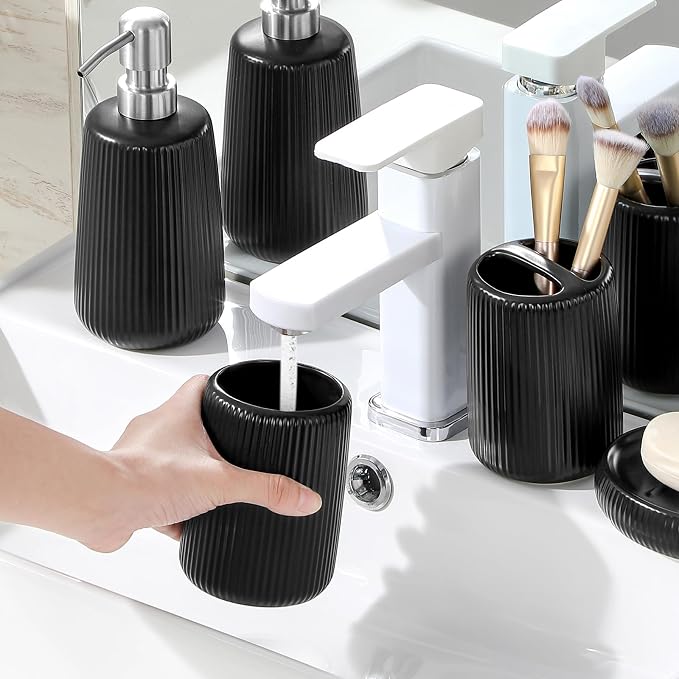 vancasso Ceramic Bathroom Accessories Set 4 Piece, Soap Dispenser - Image 7