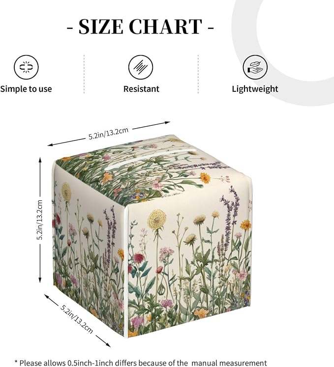 Vintage Dandelion Herbs Tissue Box Cover Spring Summer Wild Flowers Florals - Image 3