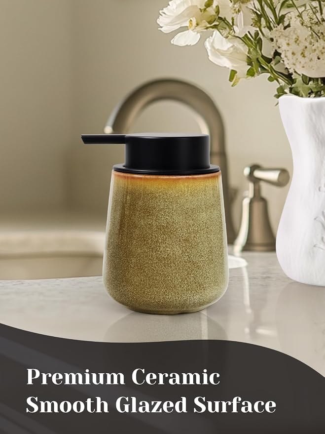 INGOFIN Ceramic Lotion Dispenser - 12 oz Refillable Hand Soap Dispenser Bathroom - Image 7
