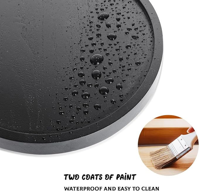 Round Decorative Tray Wood Bathroom Counter Organizer Farmhouse Kitchen Decor - Image 5