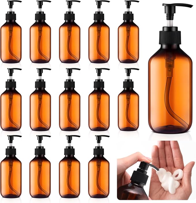 Uiifan 16 Pcs 8.5 oz Amber Foaming Soap Dispenser Refillable Foam Pump Bottle by Uiifan